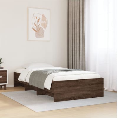 vidaXL - Bedframe - zonder - matras - bewerkt - hout - bruin - eikenkleur - 75x190 - cm