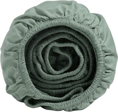 Yumeko hoeslaken percal katoen jade groen 90x200x30 - Bio, eco & fairtrade