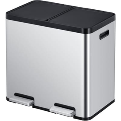EKO - Essential 1 Recycler pedaalemmer 22+22 liter - Stainless Steel Plastic - mat RVS - Prullenbak