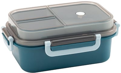 Broodtrommel - Broodtrommel meisje - Lunchbox volwassenen - Lunchbox met vakjes - 2-laags geïntegreerde lunchbox - Lekvrije lunchbox - Met bestek - Voor werk - School - Picknick(blauw)