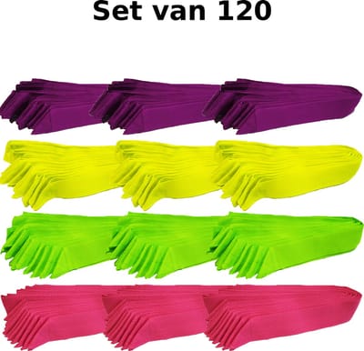 MDsport - Partijlinten NEON - VO - Set van 120 - 4 kleuren - Paars, Roze, Neon groen en neon geel
