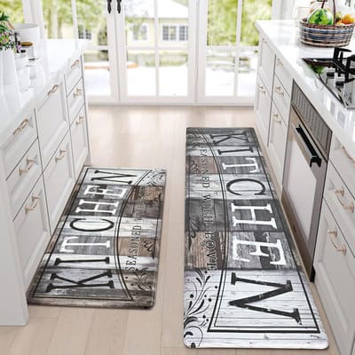 Antislip PVC Keukenloper Set - Wasbaar en Waterdicht, 10mm Dikte - Zacht Tapijt voor Keuken, Eetkamer en Hal - 44x120cm + 44x150cm