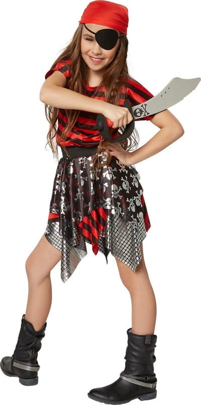 dressforfun - Meisjeskostuum - Kleine Zeeroofster - 152 - Verkleedkleding - Kostuum - Halloween - Verkleden - Feestkleding - Carnavalskleding - Carnaval - Inclusief Rok en Hoofdoek