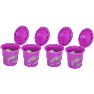 100ML 4 Stuks Navulbare Herbruikbare Koffiecapsule Cup Filter voor Koffiemachine Accessoires L(for 6.5-9kg) purple