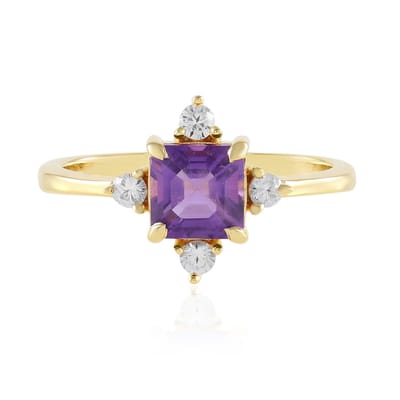 Cavill - Zilveren Ring 925 Sterling - Marokkaanse Amethist 0,86 ct - Achthoekige Asscher Slijpvorm - 4 Zirkonia's - Luxe & Exclusieve Sieraden