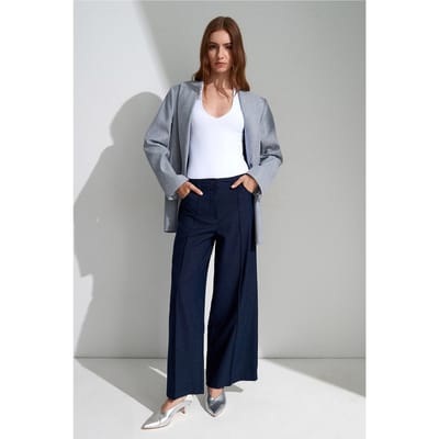 Hoge Taille Wijde Pantalon met Plissé