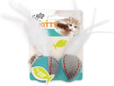 All For Paws Speeltje Bal Met Veren - Kattenspeelgoed - 16x5x4.5 cm Assorti