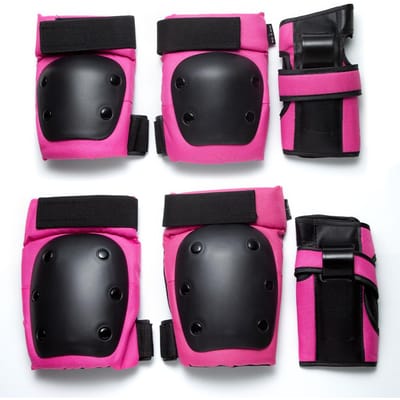 Ensemble d'équipement de protection 6 en 1 pour genoux, coudes et poignets pour le skateboard, le roller, le vélo et les sports de plein air S rose vif