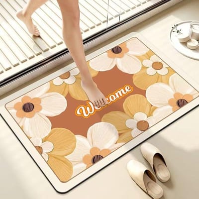 Tapis Doux en Terre de Diatomées Absorbant Séchage Rapide Antidérapant Salle de Bain Toilettes Toilettes Porte de Toilettes Tapis de Pied pour Salle de Bain W1059WW-40X60cm