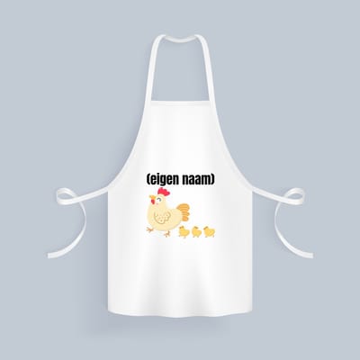 Akyol - kip met kuikens met eigen naam Keukenschort - Kippen - kippen liefhebbers - iemand die houdt van kippen - verjaardag - cadeau - kado - 82 bij 71 cm