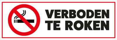 Sticker verboden te roken 6,5 x 19,6 cm rechthoek - Set 10x stuks
