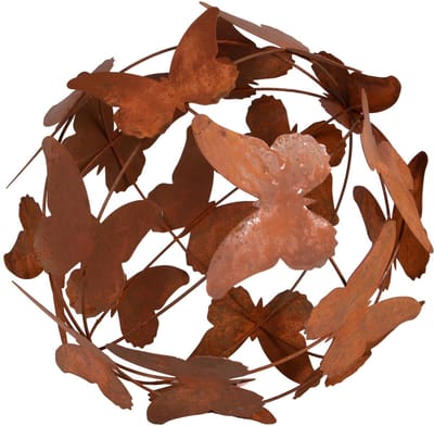 UNUS® Tuinbol met vlinders roest metaal diameter 29 cm tuindecoratie