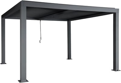 Pergola MCW-L46, tuinpaviljoen met latten, 10cm aluminium frame, stormvaste regengoot, 3x4m ~ antraciet