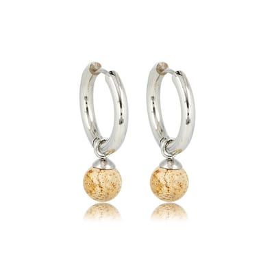 My Bendel - Zilverkleurige Oorbel Picture Jasper Edelstenen Balletje - Picture Jasper Balletjes In Zilverkleurige Oorringen - met Luxe Cadeauverpakking | Sieraden Voor Dames