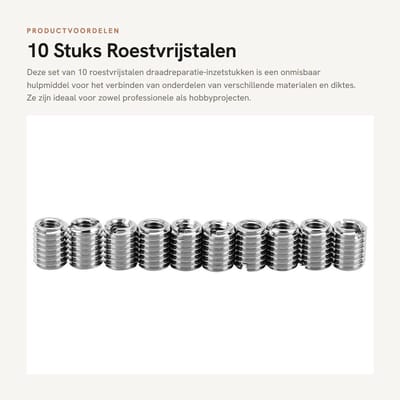 Dailygoods - 10 Stuks Roestvrijstalen Draadreparatie-inzetstukken