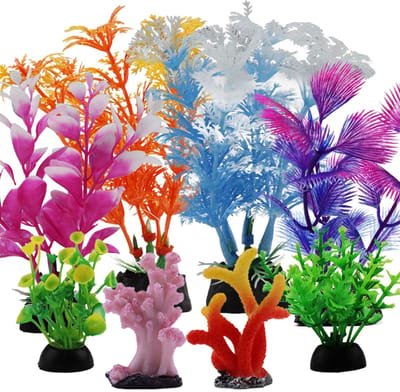 Dailygoods- Aquariumdecoratie Kunststof - Aquarium Planten Set - Kunstmatige Planten - Koraal Decoratie - 8 Stuks - Onderhoudsarm - Aquariumplanten
