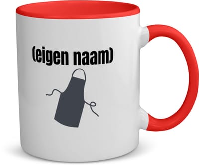 Akyol - schort koffiemok - theemok - rood - Kok - iemand die goed kan koken - met eigen naam - leuk cadeau voor iemand die chefkok is - cadeau - kado - 350 ML inhoud
