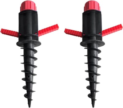 Parasol Zandanker - Grondboor Houder - Terras Gazon - Gereedschapsloos Installeren - 32 mm Stok - Rood Zwart