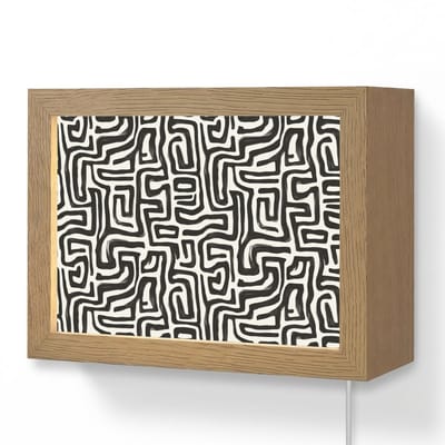 Wandlamp 20x15 cm - Oplaadbaar - Grafisch - Lijnen - Zwart - Wit - Wandlampen binnen woonkamer - Slaapkamer lamp met kabel - Decoratieve nachtlamp - Vloerlamp snoer