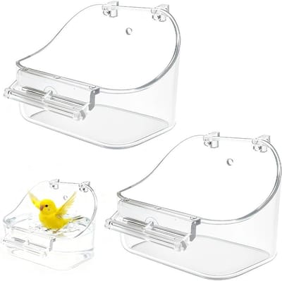 Hanging vogelbad voor kooi, set van 2 stuks, perfect voor parkieten en andere vogels, eenvoudig te bevestigen en schoon te maken