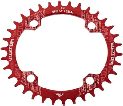 Narrow Wide Oval Kettingblad 34T voor Fietsen - Aluminium, Geschikt voor Enkele Aandrijving, Rood