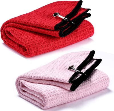 2-Pack Golfhanddoeken - Microvezel Wafelpatroon - Inclusief Karabijnhaak