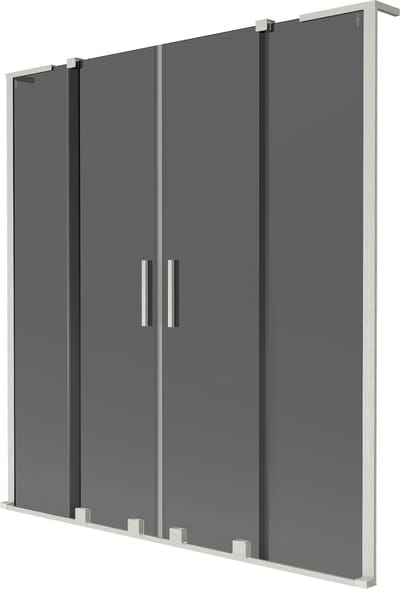 Mexen Velar L Duo badwandparavent 2-delige schuifbare 140 x 150 , grafiet, geborsteld nikkel - 896-140-003-42-97