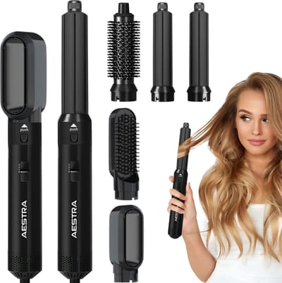Aestra Hairwrap Pro - 5 Opzetstukken - Fohnborstel - 60.000RPM - Multistyler - 1000W - Airstyler - Krultang - Stijltang - Föhn - 2025 Model - Zwart
