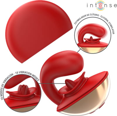 INTENSE - MARIAH VIBRATOR & STIMULATOR IN U-VORM 10 TRILLINGEN ROOD | VIBRATOR | VIBRATOR VOOR VROUWEN | SEKSSPEELTJES VOOR VROUWEN | SEX TOYS VOOR VROUWEN | DESIGN VIBRATOR