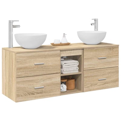 vidaXL - Badkamerkast - set - 3 - st - Sonoma - Eiken - 129 - x - 35 - x - 80 - cm