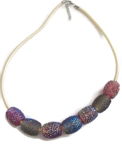Petra's Sieradenwereld - Ketting met mooie strass kralen in 2 kleuren (761)