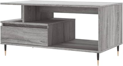 Elegante salontafel - Woonkamer tafel - Opbergen en decoreren - Geïntegreerde lade - 90 x 45 cm - Grijs Sonoma