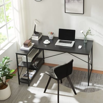 Bureau Raundsvalt zwart 137x88x75 cm [en.casa]