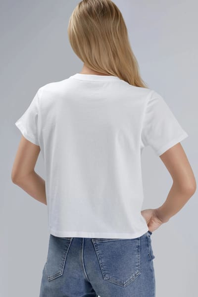 Geborduurd Crew Neck Korte Mouw 100% Katoenen T-shirt