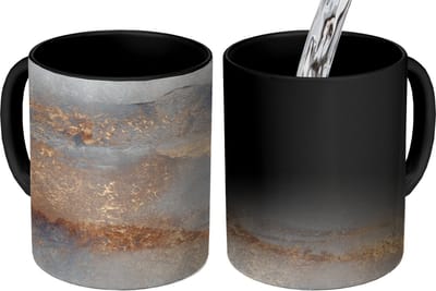 Magische Mok - Foto op Warmte Mokken - Koffiemok - Mist - Goud - Abstract - Magic Mok - Beker - 350 ML - Theemok - Goedkope kadootjes