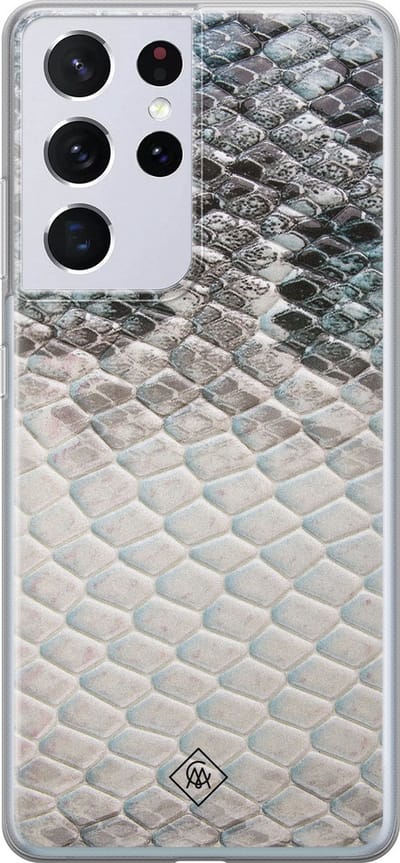 Casimoda® hoesje - Geschikt voor Samsung S21 Ultra - Oh My Snake - Backcover - Siliconen/TPU - Blauw