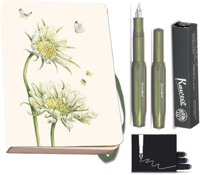 Kaweco - Bekking & Blitz - Schrijfwarenset - NOTEBOOK KLEIN 9,5X15 harde kaft groen - Vulpen Shadow Green Extra Fine - Met doosje vullingen