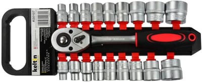 Keltin 19-delige doppenset - Cr-V staal - 8-32 mm - ergonomische ratel - antislip handgreep