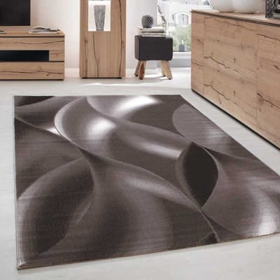 Modern abstract vloerkleed voor de woonkamer, optische golfschaduw, bruinbeige 80x300 cm