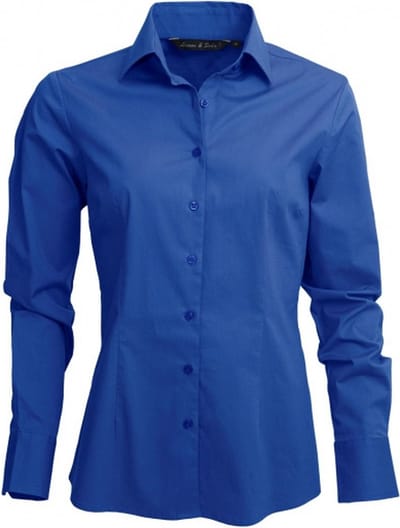 Leon & Soda Casual promo overhemd voor dames - blauw - lange mouwen - katoen/polyester M