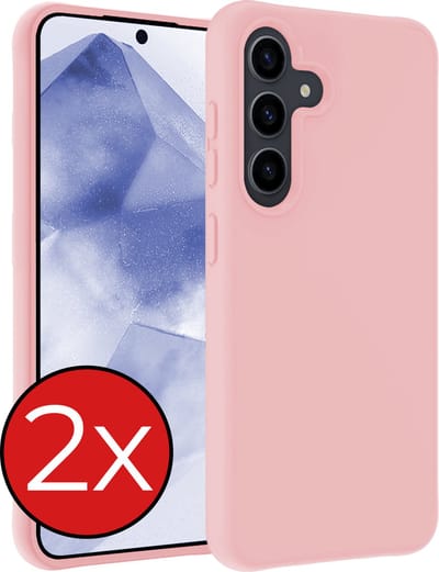 Hoesje - 2 Stuks - Geschikt voor Samsung Galaxy A55 - Sterk & Shockproof - Telefoonhoes - Back Cover - Case Siliconen - Telefoon Hoes - Lichtroze