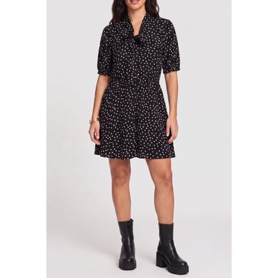 The Kooples Short-sleeved Polka Dot Dress With A Tie Black White Maat: 34 | Blousejurken Outlet | Dames | Zwart