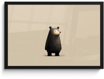 Poster in lijst - Fotolijst 60x40 cm - Posters - Beer - Donkerbruin - Minimalistisch - Posterlijst zwart - Decoratie - Wanddecoratie woonkamer - Muurdecoratie slaapkamer
