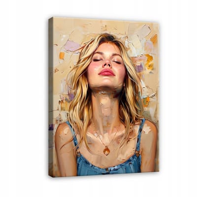 WALLARENA - Canvas schilderij - 100x70 cm - moderne vrouw gezicht schilderij voor slaapkamer en woonkamer