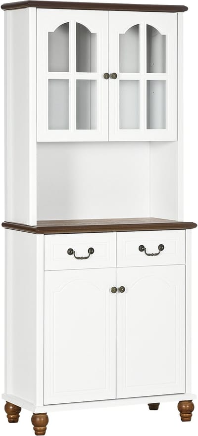Clruro Keukenkast - 76 × 38 × 182 cm - Hoog met 2 Lades en Soft-Close - Wit