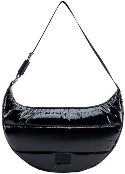 SEIDENFELT MANUFAKTUR schoudertas Norrlida Glossy Nylon Halfmoon Bag Black zwart