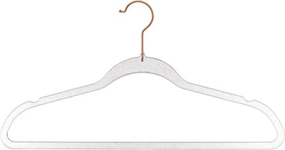 5Five kunststof kledinghangers met glitters - Set van 8x stuks - koper - 45 x 24 cm - Kledingkast hangers/kleerhangers