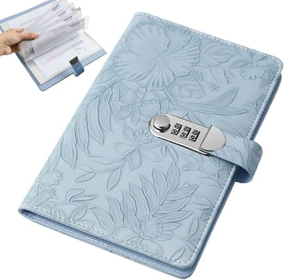 Budgetplanner met slot - Spaaruitdagingen boek - Financieel bijhouden - Driecijferig cijferslot - 24 x 15 cm - Blauw