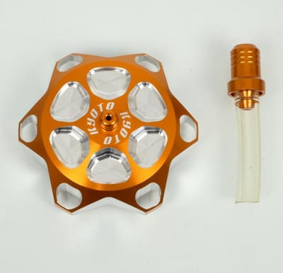 Tankdop Kyoto aluminium geanodiseerd goud voor motor cross enduro KTM Nieuw