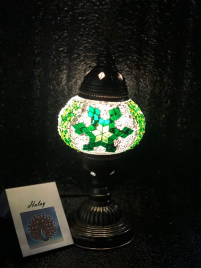 Handgemaakte Turkse sfeerlamp met groene ster en Mozaïek nachtlamp Oosterse Sprookjes tafellamp